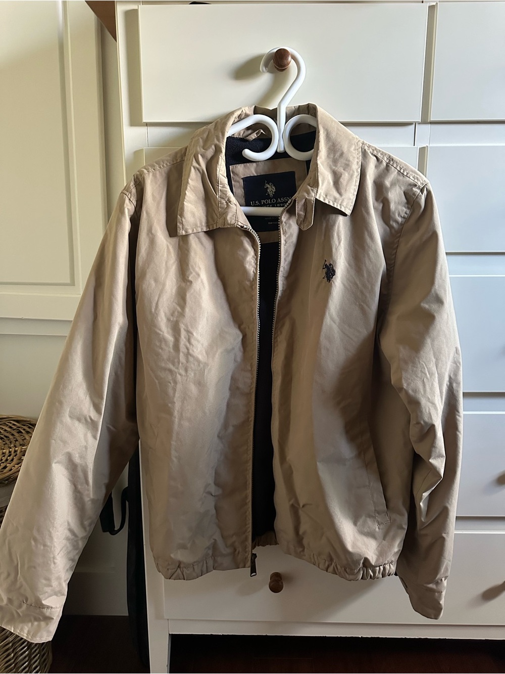 U.S. Polo Assn. Men's Light Beige Zip Windbreaker Jacket
